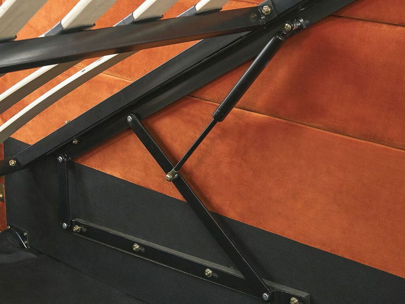 Manželská postel 160 cm Ruthine (oranžová) (s roštem a úložným prostorem)