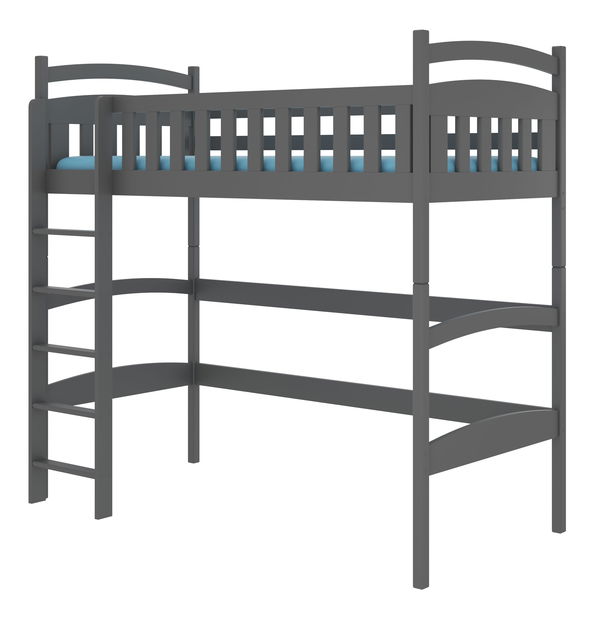 Patrová dětská postel 180x80 cm Milo (s roštem a matrací) (grafit)