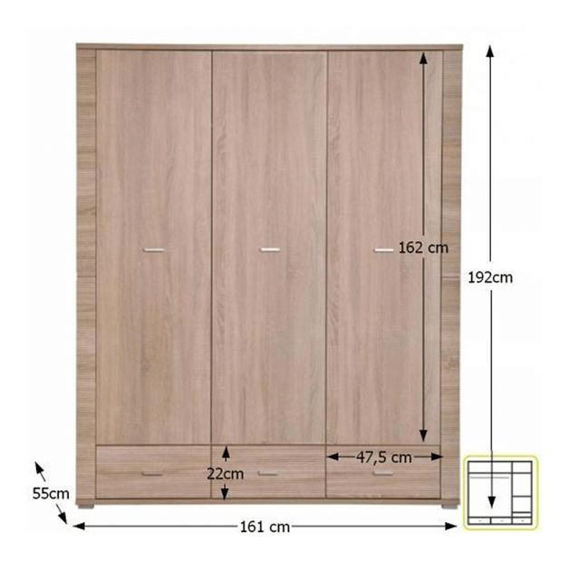 Šatní skříň Gary Typ 01 3D3S