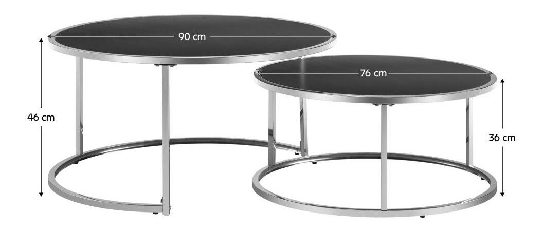 Set 2 ks konferenčních stolků Dvan (stříbrná + černá)