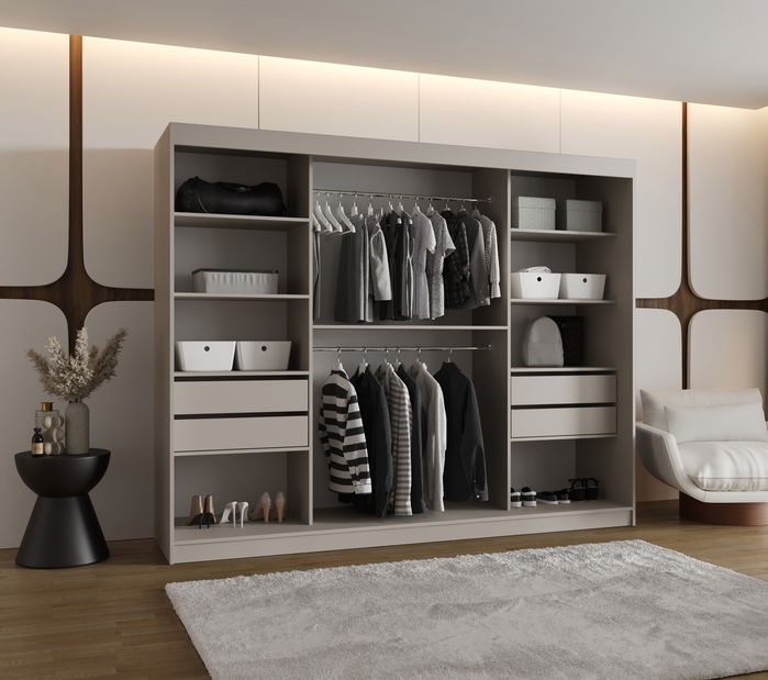 Šatní skříň 250 cm Boomer 3 (kašmír)