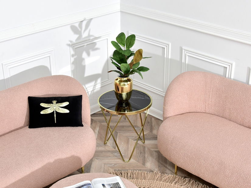 Konferenční stolek Armin S (černý mramor + zlatá)