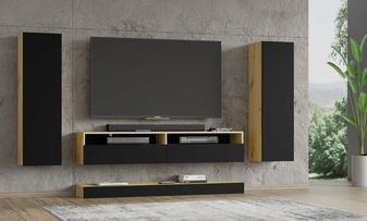 Obývací stěna Dual C (černá + dub artisan)