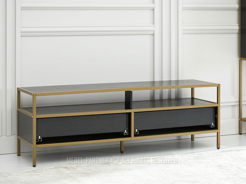 TV stolek/skříňka Soren Rtv (černé dřevo + zlatá)