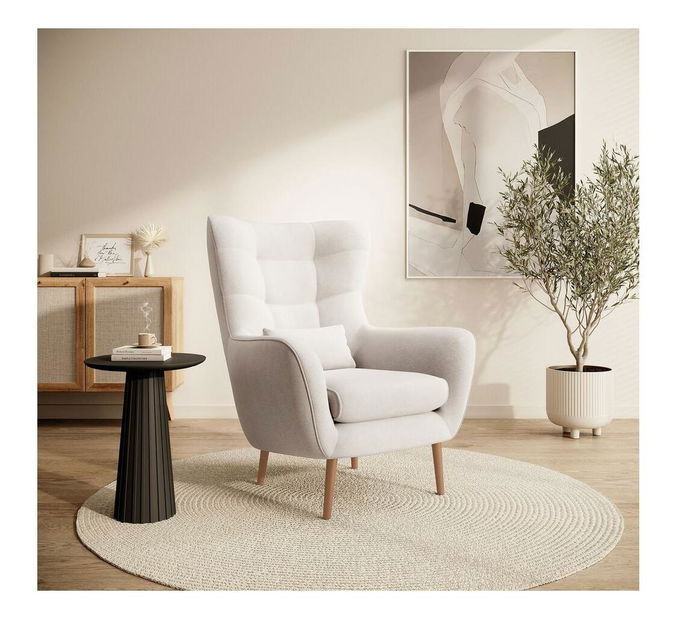 Křeslo s podnožkou Veneza VZ1 (krémová + buk)