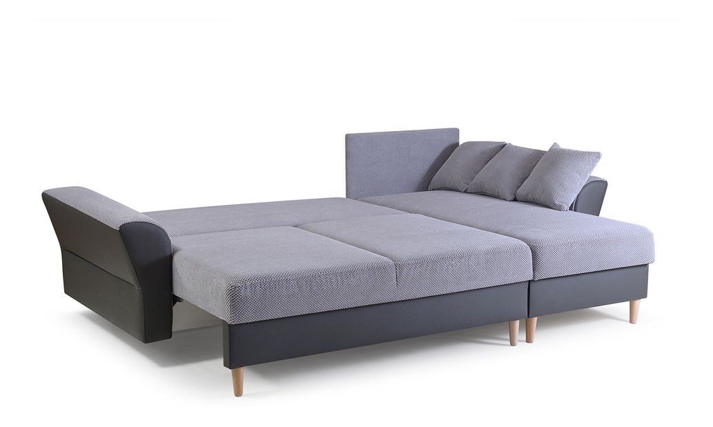 Rohová sedací souprava Artan (tmavěšedá + bílá) (P)