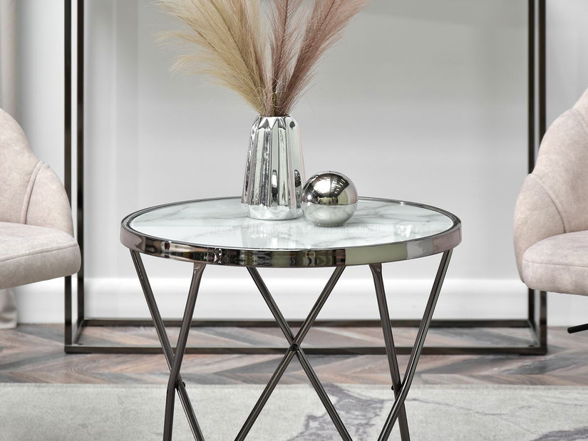 Konferenční stolek Armin S (bílý mramor + černá)