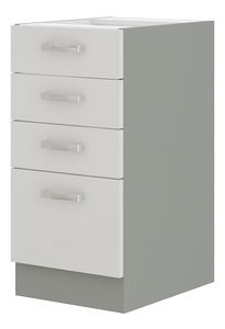 Dolní kuchyňská skříňka Brunea 40 D 4S BB (šedá + lesk bílý)