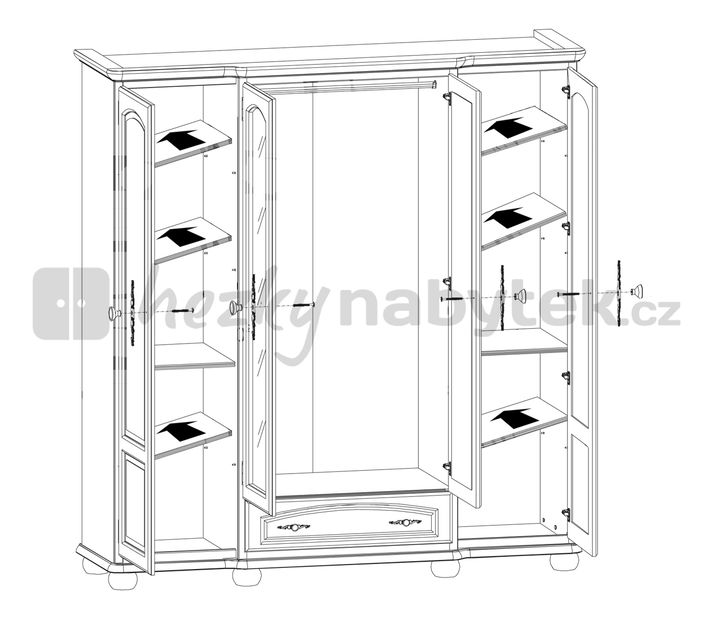Šatní skříň BRW BAWARIA DSZF 4D1S