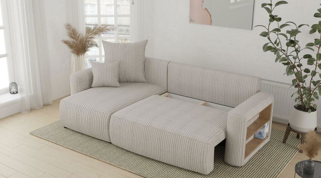 Rohová sedačka Solina (mléčná) (L)