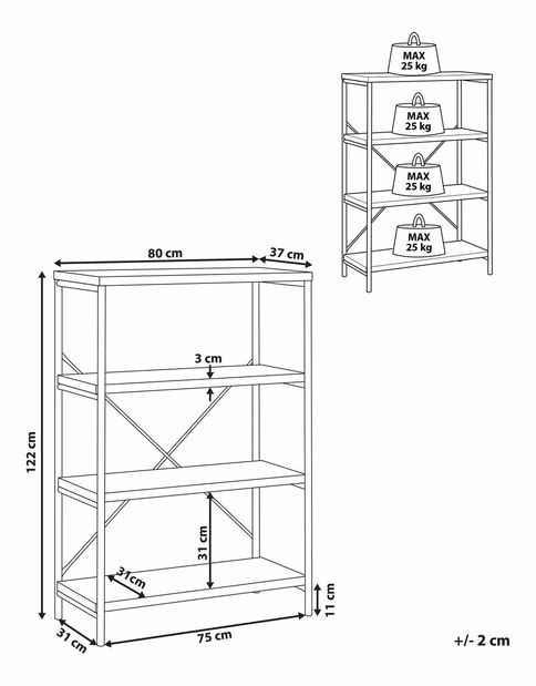 Regál Barell 4P (tmavé dřevo)