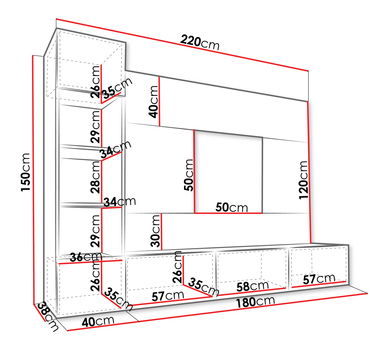 Obývací stěna Coprea II (černá + mramor černý)