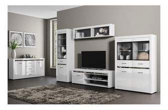 Obývací pokoj Wanetta 1 (bílá lesklá) (s osvětlením)