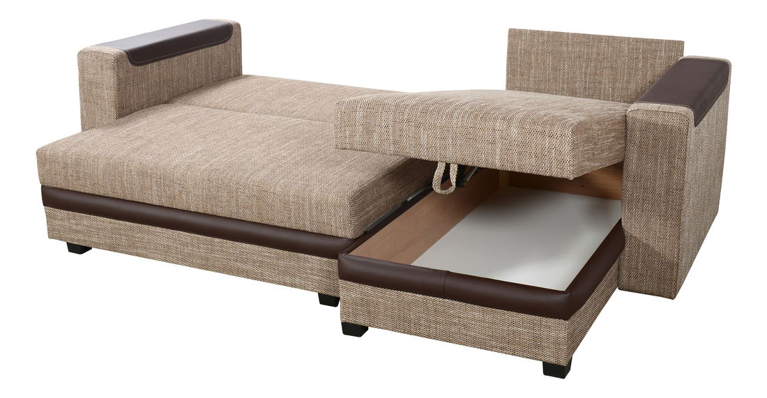 Rohová sedací souprava Bono (světle hnědá + hnědá) (P)