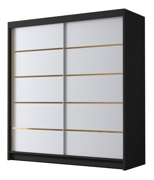 Šatní skříň s posuvnými dveřmi Bratoke IV 180 (kašmír + zlatá)