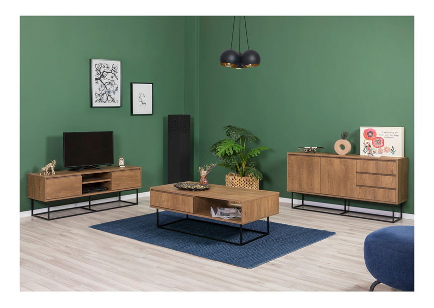 Souprava nábytku do obývacího pokoje Laxi 1 (ořech + černá)