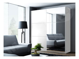 Šatní skříň Olevaro 12 (bílá + zrcadlo)