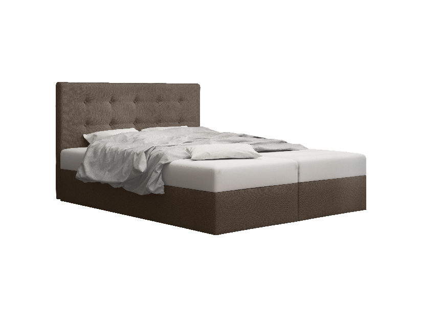 Manželská postel Boxspring 140 cm Duel 1 (hnědá) (s matrací a úložným prostorem)