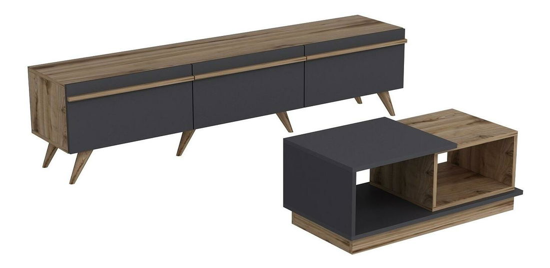 Sestava nábytku do obývacího pokoje Amstel (ořech + antracit)