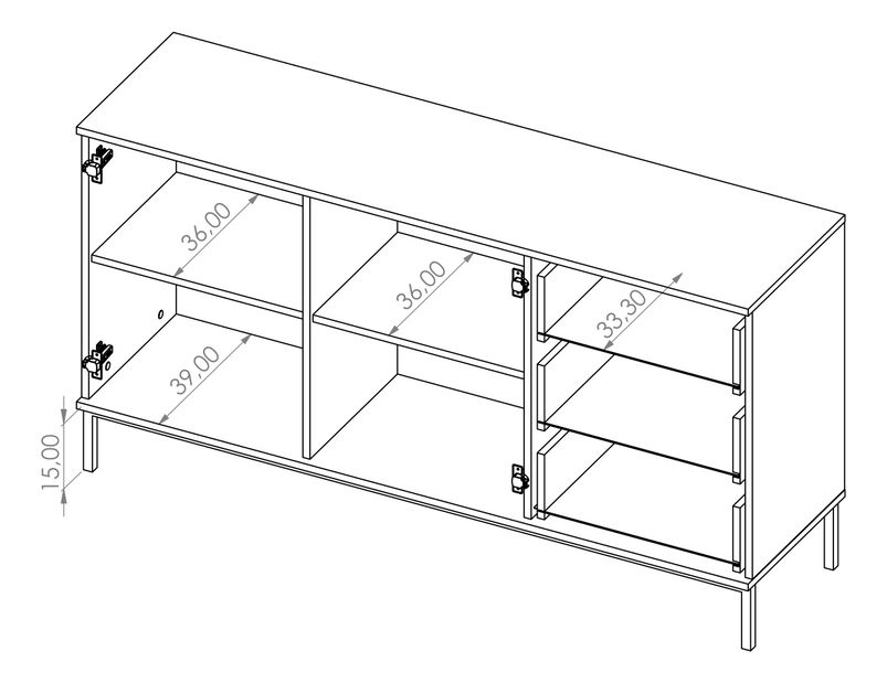 Komoda Punta K2D3SZ (grafit)