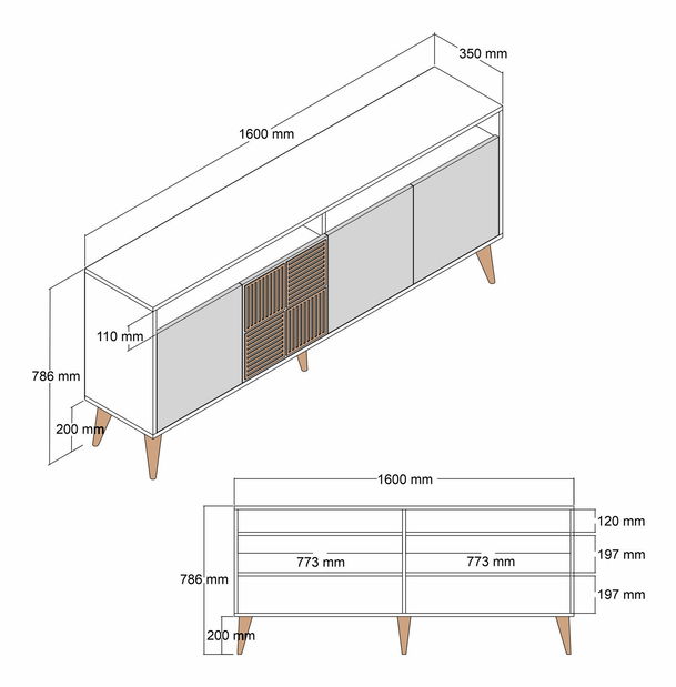 Skříňka Millano 3 (ořech + antracit)