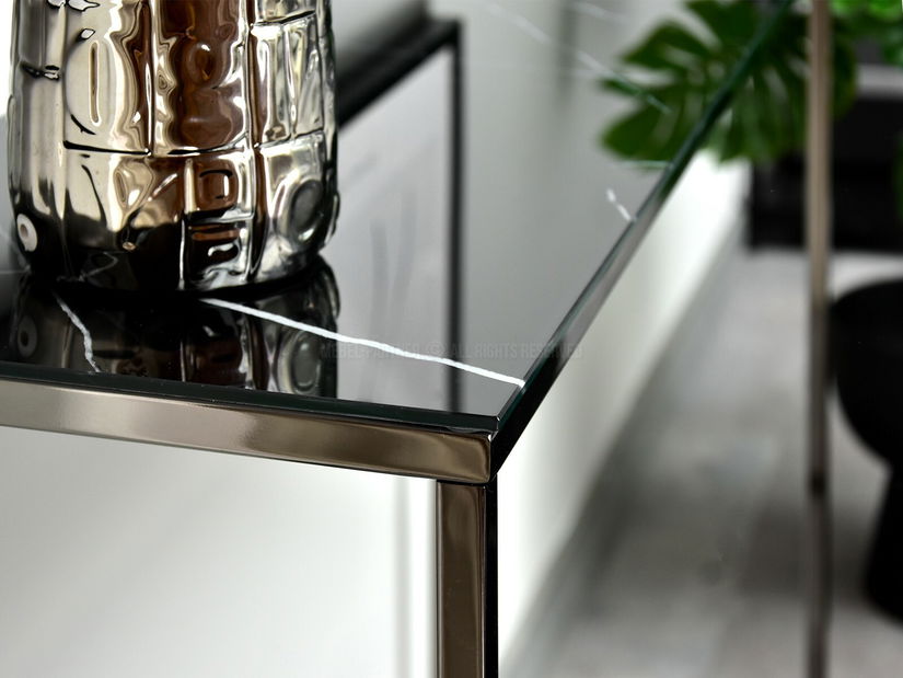 Konzolový stolek Bella Kons (černý mramor + černá)