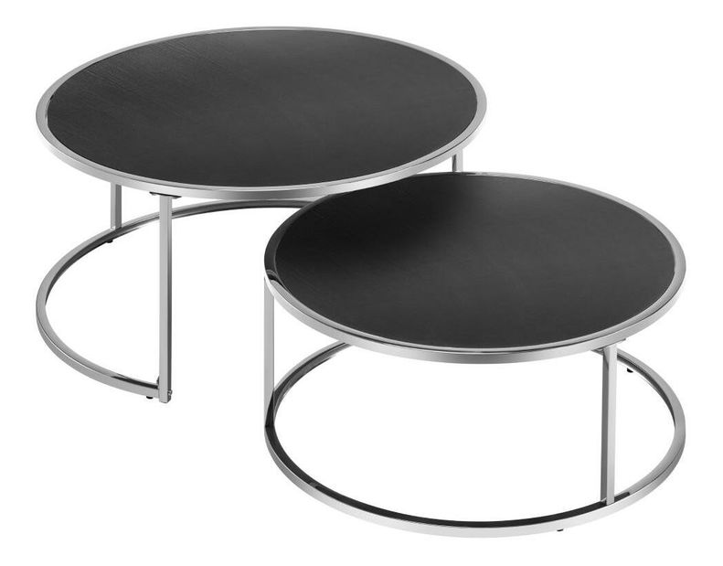 Set 2 ks konferenčních stolků Dvan (stříbrná + černá)