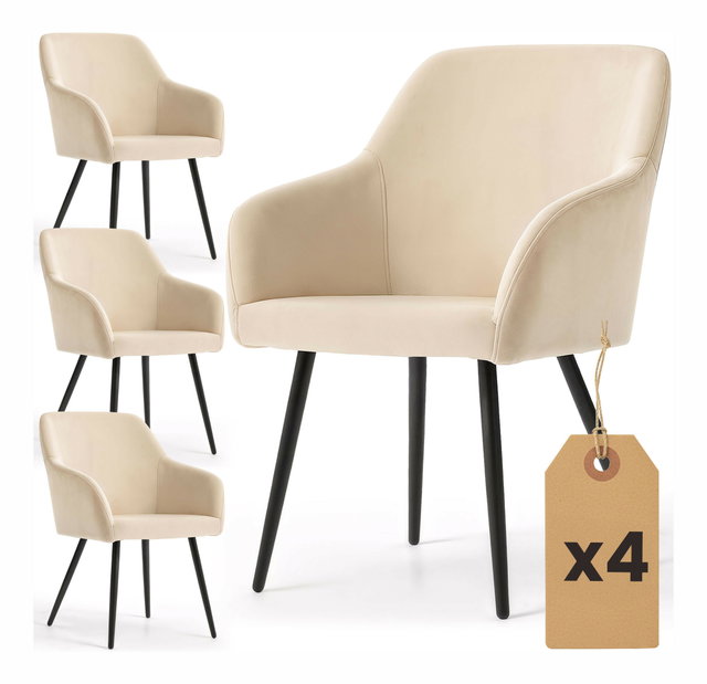 Set 4 ks jídelních židlí Exello (béžová + černá)
