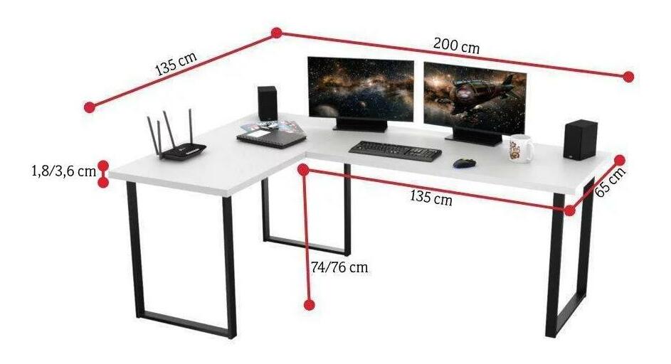Rohový pc stůl Vintid (černá)