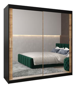 Šatní skříň 200 cm Toki 3 (Černá matná + Dub artisan)