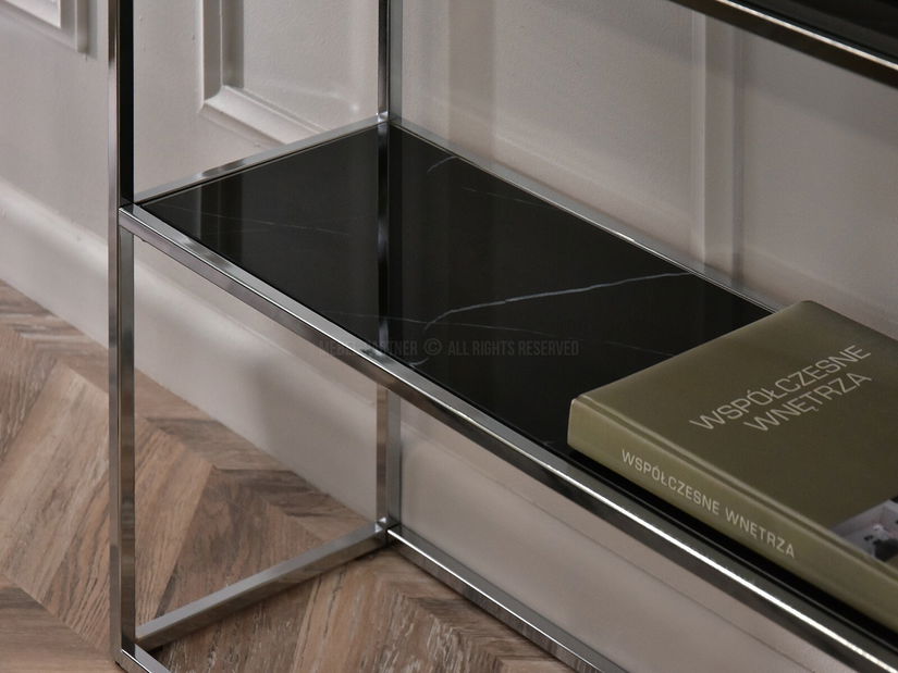 Konzolový stolek Bella Kons Bis (černý mramor + chromová)