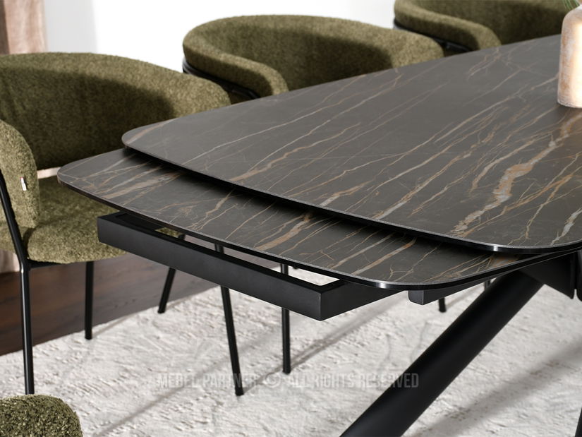 Jídelní stůl Denzel (černý mramor + černá)