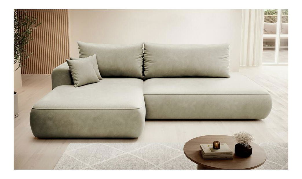 Rohová sedací souprava Fergie (L) (béžovošedá světlá + černá)