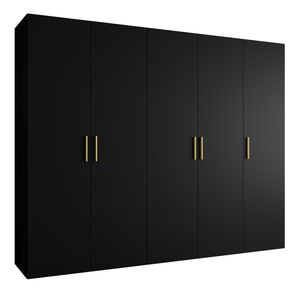 Šatní skříň 250 cm Borry 1 (černá + zlatá)