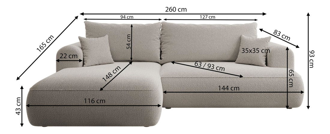 Rohová sedací souprava Olivo I (P) (béžová + černá)
