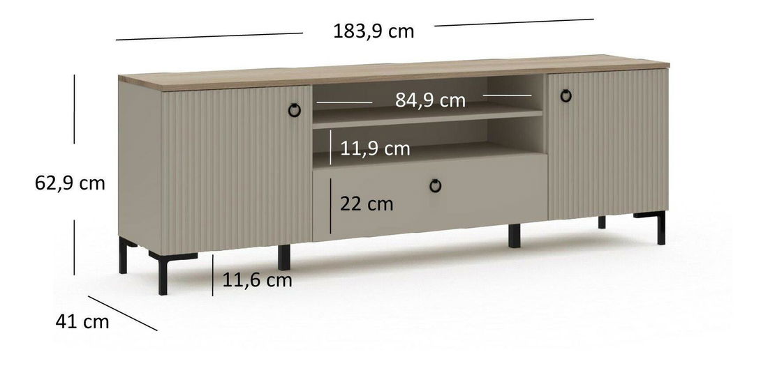 TV skříňka Demandaron 2 (taupe + dub silverjack)