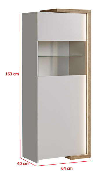 Vitrína Dares V01 (dub grand přírodní + kašmír)