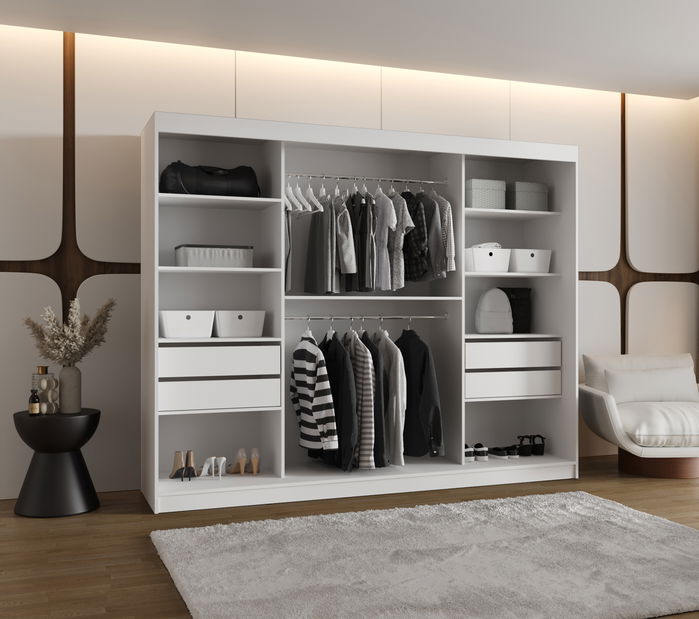 Šatní skříň 250 cm Lulu (bílá)