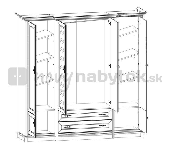 Šatní skříň BRW KENT ESZF 4D2S (Kaštan)