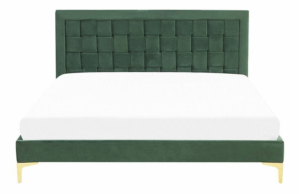 Manželská postel 160 cm LIMO (polyester) (tmavě zelená) (s roštem)