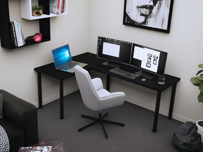 Rohový herní pc stůl Gamer N (černá)