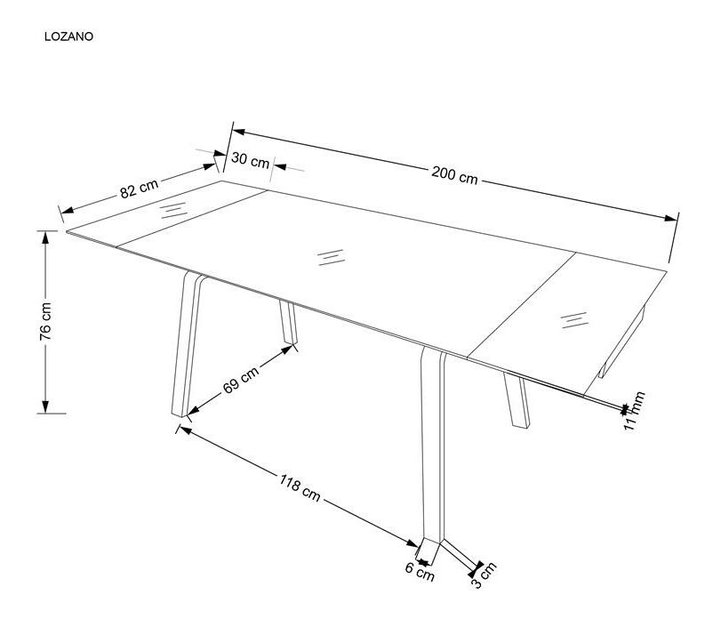 Rozkládací jídelní stůl 140-200 cm Léta (mramor černý + ořech) (pro 6 8 osob)