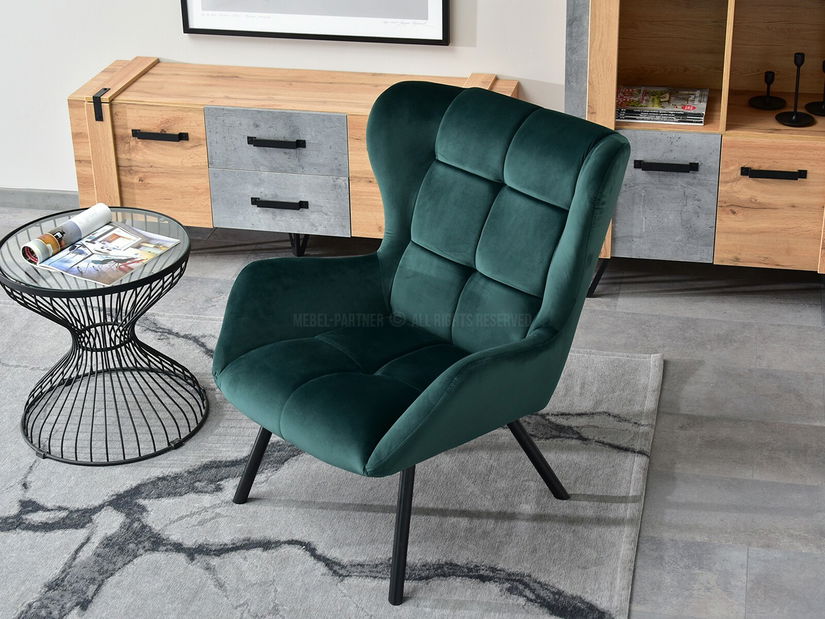 Designové křeslo Norweien (zelená + zlatá)