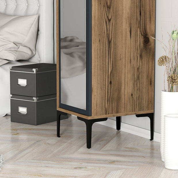 Šatní skříň Kiara R (ořech + antracit)