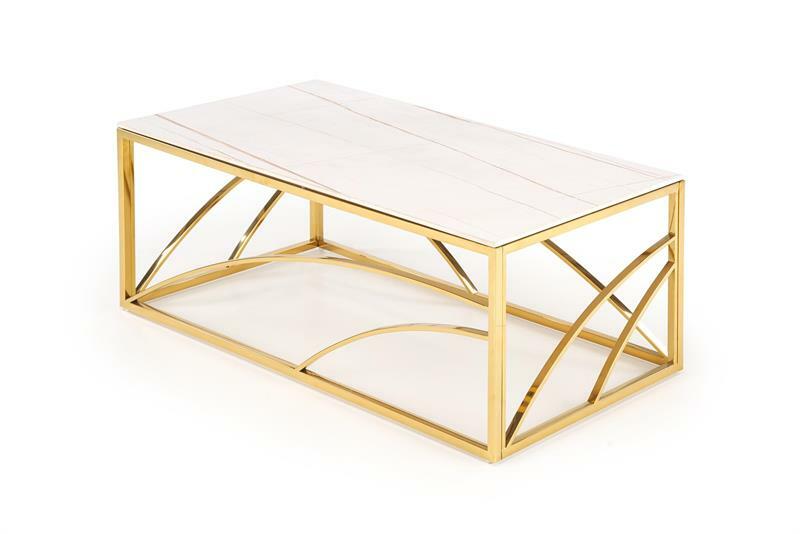 Konferenční stolek Un 3 (bílý mramor + zlatá)