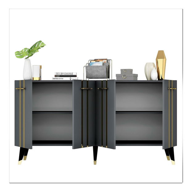 Skříňka Pebine 1 (antracit + zlatá)