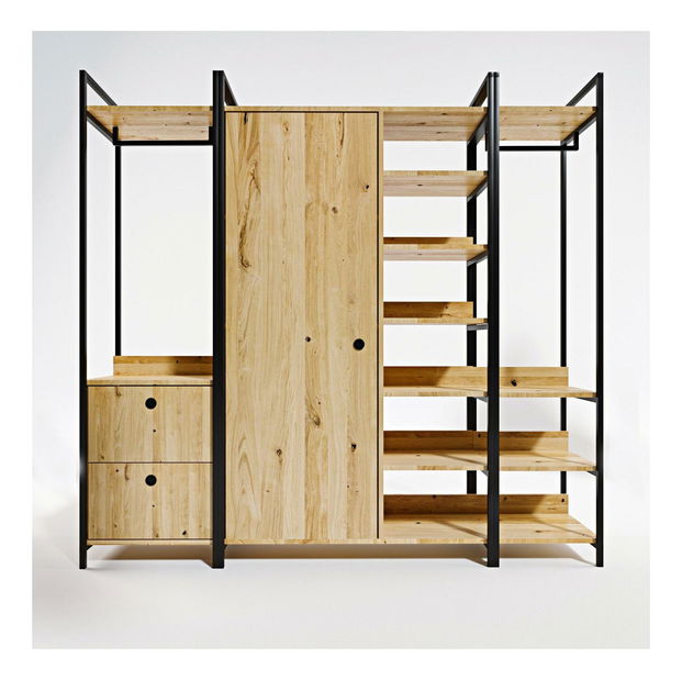 Šatní skříň Oppi (dub + černá)