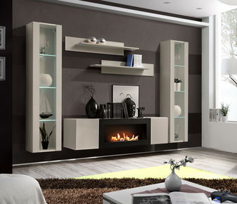 Obývací stěna Ferryhill CC FY M2 (kašmír) (s osvětlením) (s biokrbem)