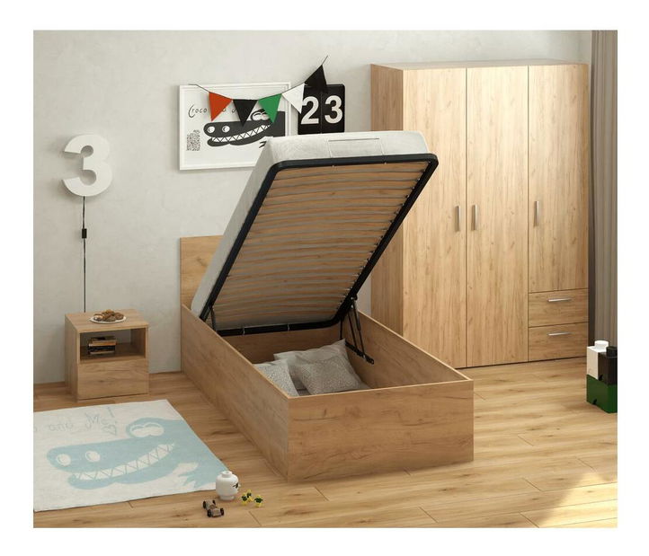 Jednolůžková postel 90 cm Discutibles (dub craft zlatý) (s roštem) (s úl. prostorem)