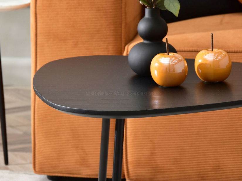 Set 2 konferenčních stolků Rossi Zest Xl (bílý mramor + černá)